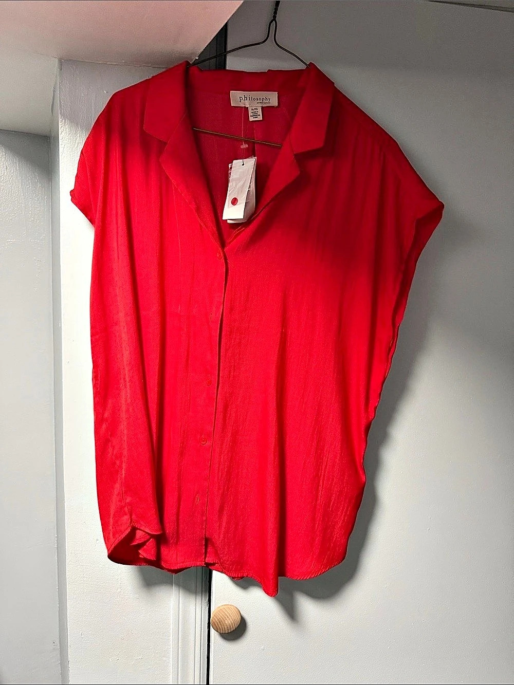 Philosophy Red Button Front Top NWT
